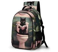 WECECE Kids Cat Backpack, School Bag for Boys Girls, Durable Polyester Animal Black Kitten Sports Backpack, Large Capacity