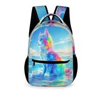 WECECE Kids Cat Pattern Bookbag 8-11 Years Children for Boys and Girls Animal Kitten Rucksack Years 1-2 with Front Pocket Daypack Books Water Bottle Autumn Trip Daily Use