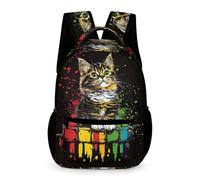 WECECE Kids Cat Pattern School Bag Age 9 for Boys and Girls Animal Kitten Backpack Year 3 Lightweight with Side Pockets Rucksack Books Stationery Bottle Outdoor Day Trips