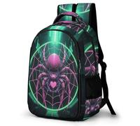 WECECE Kids Childrens Spider Pink Backpack School Rucksack Cyberpunk Style Travel Bag for Boys Girls 8-13 Years