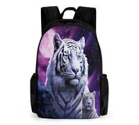 WECECE Kids Childrens Tiger Backpack School Rucksack Animal Tiger Travel Bag Boys Girls with Side Pocket And Front Zipped Pocket Multicolour