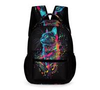 WECECE Kids Colourful Cat Rucksack Age 8 Children for Boys Animal Kitten Bookbag for Girls Year 1 Lightweight with Side Pockets Backpack Daily Items Outdoor Day Trips