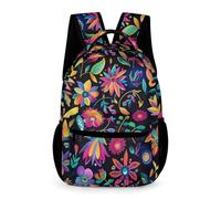 WECECE Kids Colourful Flowers Bookbag Age 8 for Boys Plant 3D Print Daypack for Girls Year 5 Lightweight Rucksack Front Pocket Side Pockets Back to School Gift