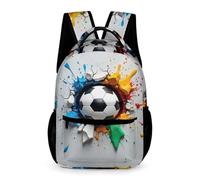 WECECE Kids Colourful Football Backpack 7-13 Years School Kids for Boys Girls Soccer Bookbag Year 3 Lightweight with Side Pockets Daypack Daily Items Autumn Trip Daily Use