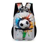 WECECE Kids Colourful Soccer Rucksack 8-11 Years Primary for Boys Football Backpack for Girls Year 2 Durable Daily School Bag Front Pocket Side Pockets Spring Outing Travel