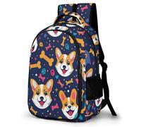 WECECE Kids Corgi Dog Pattern Back Pack, Lightweight School Bag for Girls Boys Cute Toddler Backpack Primary School Rucksack Cute Puppy Bag