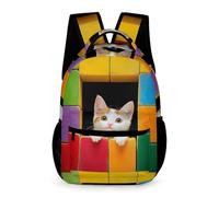 WECECE Kids Cute Cat School Backpack Age 12 Children for Boys Girls Kitten 3D Print Bookbag Years 2-4 Durable with Side Pockets Rucksack Daily Items Travel Outdoor Daily Use