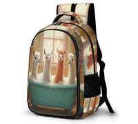 WECECE Kids Cute Llamas School Backpack, Student Boogbag, Lightweight Durable Animal Alpaca Rucksack for Boys Girls Teenagers, Daypack for Travel, Days Out, Laptops