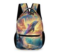 WECECE Kids Dolphin Ocean School Backpack Age 10 Students for Boys Girls Sea Creature Bookbag Years 2-4 Lightweight Printed Daypack Books Water Bottle Outdoor Day Trips