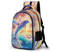 WECECE Kids Dolphin School Backpack 10-16 Years, Boys 15.6 Inch Laptop School Bag, Girls Sea Creature Daypack for Secondary Years, Modern Stylish for Travel Hiking and Day Trips