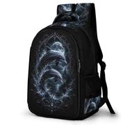 WECECE Kids Dolphins Pattern Backpack Age 9-15 Girls School Backpack Boys Sea Creatures Daypack Stylish and Durable for Year 3-6 and Autumn Outing Travel