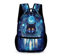 WECECE Kids Dreamcatcher Wolf Daypack 9-13 Years for Boys Wolves School Backpack for Girls Year 3 Lightweight with Side Pockets Backpack Books Water Bottle Outdoor Day Trips