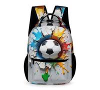WECECE Kids Football Bookbag 9-13 Years School Kids for Boys 3D Soccer Pattern Daypack for Girls Year 5 with Front Pocket Backpack Books Bottle Umbrella Outdoor Day Trips
