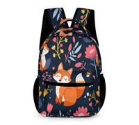 WECECE Kids for Boys and Girls Fox Motif Daypack Age 13 Animal Print Bookbag Primary School Year 1 Lightweight Durable Rucksack Books Bottle Umbrella Travel Outdoor Daily Use