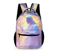 WECECE Kids for Boys Jesus Christian Backpack Age 6 Jesus Pattern Bookbag for Girls Primary School Year 3 Durable Daily Rucksack Daily Items Bottle Outdoor Day Trips
