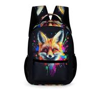 WECECE Kids Fox Illustration Backpack 10-13 Years Children for Boys and Girls Animal Rucksack Years 1-3 Lightweight Printed School Bag Books Water Bottle Spring Outing Travel