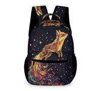 WECECE Kids Fox Print Rucksack 8-12 Years for Boys Animal Fox Design School Bag for Girls Year 2 Lightweight Printed Daypack Books Bottle Umbrella Back to School Gift