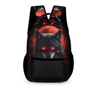 WECECE Kids Full-Moon Wolves Rucksack Age 13 for Boys Cool Wolf Backpack for Girls Years 2-4 Lightweight Printed Bookbag Front Pocket Side Pockets Spring Outing Travel