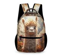WECECE Kids Funny Alpaca Rucksack Age 10 for Boys Animal Llama Bookbag for Girls Years 1-3 Lightweight with Side Pockets School Bag Daily Items Bottle Autumn Trip Daily Use