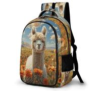 WECECE Kids Funny Alpaca School Backpack, Student Boogbag, Lightweight Durable Animal Llama Rucksack for Boys Girls Teenagers, Daypack for Travel, Days Out, Laptops