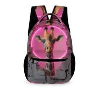 WECECE Kids Funny Giraffe Motif Daypack Age 9 for Boys Girls Animal School Backpack Years 1-2 Lightweight with Side Pockets Rucksack Books Water Bottle Class Daily Use