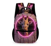 WECECE Kids Funny Giraffe School Backpack Age 10 Students for Boys Girls Animal Motif Bookbag Years 2-4 Lightweight Printed Daypack Books Water Bottle Outdoor Day Trips