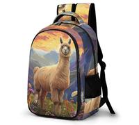 WECECE Kids Funny Llama Back pack Age 8-13 Boys Backpack Girls Animal Alpaca School Backpack for Year 3-6, Lightweight and Durable for Travel Outdoor and Day Trips