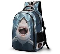 WECECE Kids Funny Shark School Backpack, Student Boogbag, Lightweight Durable Marine Creature Rucksack for Boys Girls Teenagers, Daypack for Travel, Days Out, Laptops