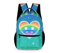WECECE Kids Heart Motif School Bag Age 6 Primary for Boys Colourful Rucksack for Girls Years 1-3 Lightweight with Side Pockets Daypack Books Bottle Umbrella School Trips Travel