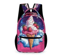 WECECE Kids Ice Cream Pattern Rucksack 8-12 Years for Boys Food Theme School Bag for Girls Year 2 Lightweight Printed Daypack Books Bottle Umbrella Back to School Gift