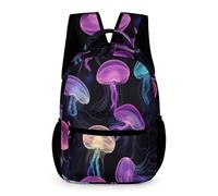 WECECE Kids Jellyfishs School Bag Age 9 for Boys and Girls Ocean Creature Backpack Year 3 Lightweight with Side Pockets Rucksack Books Stationery Bottle Outdoor Day Trips