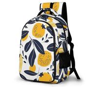 WECECE Kids Lemon Motif School Backpack 10-16 Years Boys 15.6 Inch Laptop School Bag Girls Fruit Daypack for Secondary Years, Modern Stylish for Travel Hiking and Day Trips