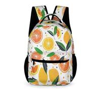 WECECE Kids Lemon Motif School Backpack Age 13 for Boys and Girls Fruit Print School Bag Years 3-5 Lightweight Printed Daypack Front Pocket Side Pockets Spring Outing Travel