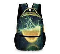 WECECE Kids Lemon Pattern Rucksack 9-13 Years Kids for Boys and Girls Fruit Theme Backpack Year 2 with Front Pocket Bookbag Books Stationery Bottle Travel Outdoor Daily Use