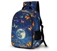 WECECE Kids Moon Butterflies Backpack for Girls 8-13 Yrs, Cute School Bag Children Butterfly Rucksack for Primary School Travel Use