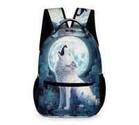 WECECE Kids Moon Wolf Bookbag 7-13 Years Students for Boys Full-Moon Wolves School Backpack for Girls Years 4-6 Lightweight Printed Daypack Daily Items School Trips Travel