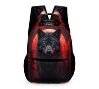 WECECE Kids Moon Wolf School Backpack Age 13 for Boys and Girls Wolves Design School Bag Years 3-5 Lightweight Printed Daypack Front Pocket Side Pockets Spring Outing Travel