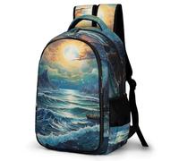 WECECE Kids Ocean Tides Backpack 7-12 Years Boys 13.3 Inch Laptop Rucksack Girls Daypack for Primary School, Lightweight and Durable for Spring Trip and Autumn Outing