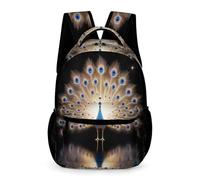 WECECE Kids Peacock School Backpack 8-12 Years Primary for Boys Girls Animal Theme Rucksack Years 1-2 Lightweight Printed Bookbag Books Stationery Bottle Autumn Trip Daily Use