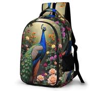 WECECE Kids Peacock School Backpack, Student Boogbag, Lightweight Durable Animal Peacock Rucksack for Boys Girls Teenagers, Daypack for Travel, Days Out, Laptops