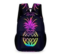 WECECE Kids Pineapple Motif Rucksack 8-12 Years for Boys Fruit Print School Bag for Girls Year 2 Lightweight Printed Daypack Books Bottle Umbrella Back to School Gift