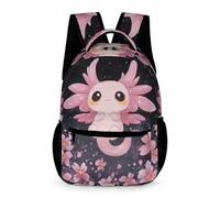WECECE Kids Pink Axolotl Backpack 10-13 Years Children for Boys and Girls Salamander Rucksack Years 1-3 Lightweight Printed School Bag Books Water Bottle Spring Outing Travel