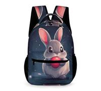 WECECE Kids Rabbit Motif School Backpack Age 9 Primary for Boys Cute Animal Bunny Backpack for Girls Years 2-5 Durable Bookbag Books Water Bottle Outdoor Day Trips