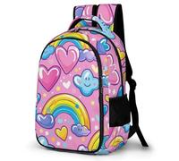 WECECE Kids Rainbow Motif Daypack Age 9-15, Boys 13.3 Inch Laptop Backpack Refrigerator Door Girls Heart Daypack for Primary Years, Trendy Durable for School Travel and Outdoor