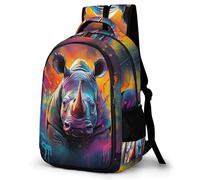 WECECE Kids Rhinoceros Backpack Age 8-14, Boys 15.6 Inch Laptop School Bag, Girls Animal Pattern School Backpack for Secondary Years, Cool Durable for Daily Use Travel and Hiking