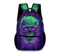 WECECE Kids Skull Print School Backpack Age 10 Students for Boys Girls Skeleton Motif Bookbag Years 2-4 Lightweight Printed Daypack Books Water Bottle Outdoor Day Trips