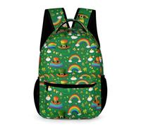 WECECE Kids St. Patrick's Day Bookbag Age 11 Students for Boys Clover Rainbow School Bag for Girls Year 4 Durable Daypack Daily Items Bottle Spring Outing Travel