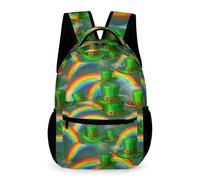 WECECE Kids St. Patrick's Day School Bag 6-10 Years Kids for Boys Rainbow School Backpack for Girls Years 3-5 Durable Daily Backpack Books Bottle Umbrella Outdoor Day Trips