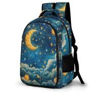 WECECE Kids Sun Starry Backpack Age 8-14 Boys 15.6 Inch Laptop School Bag Girls Clouds Moon School Backpack for Secondary Years, Cool Durable for Daily Use Travel and Hiking