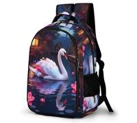 WECECE Kids Swan Rucksack Age 8-14 Girls School Backpack Boys Animal Motif Bookbag Fashion Backpack for Secondary School and Outdoor Travel and Spring Trip